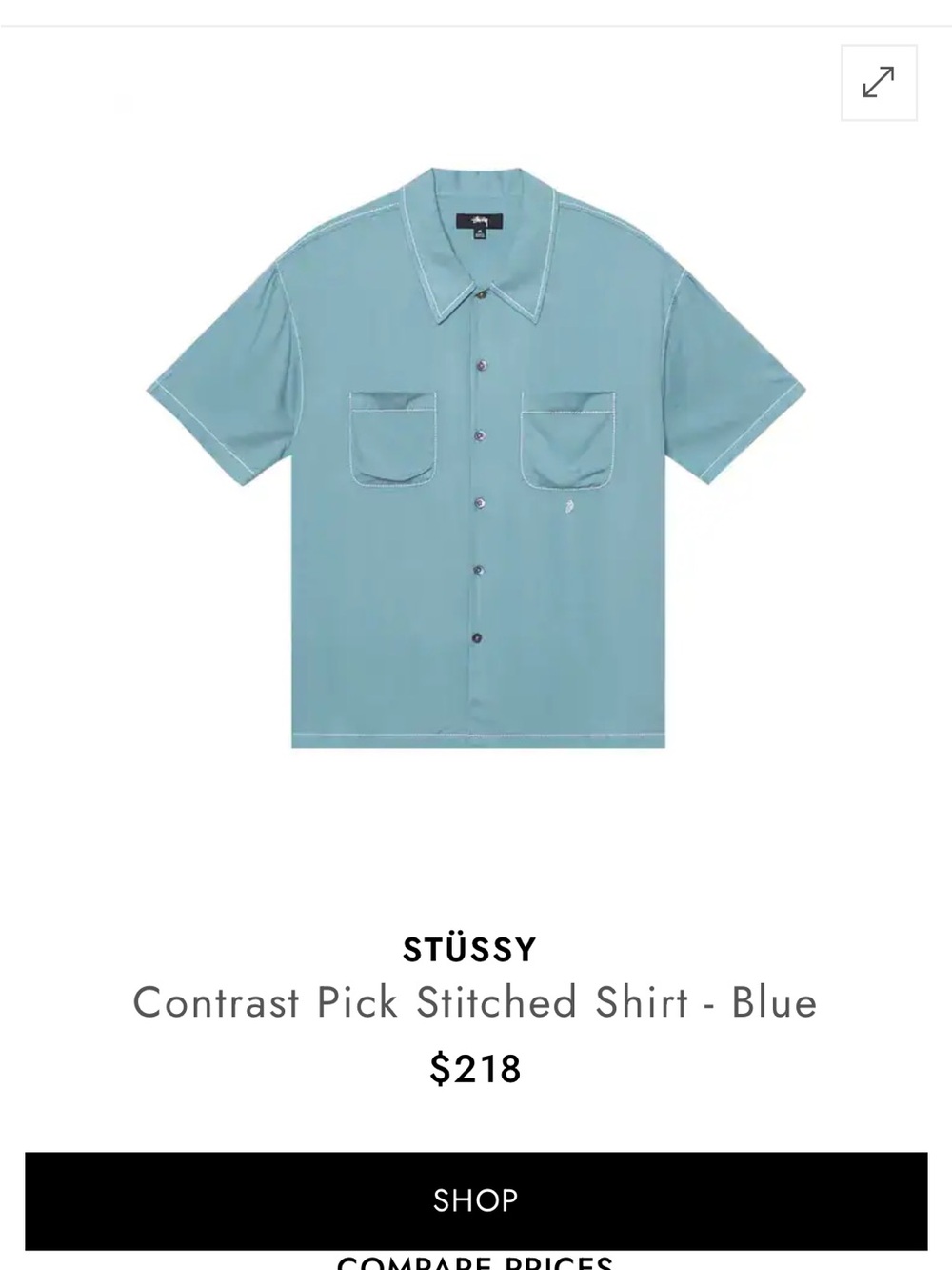 Stussy Men's Contrast Pick Stitched Shirt - Blue small
